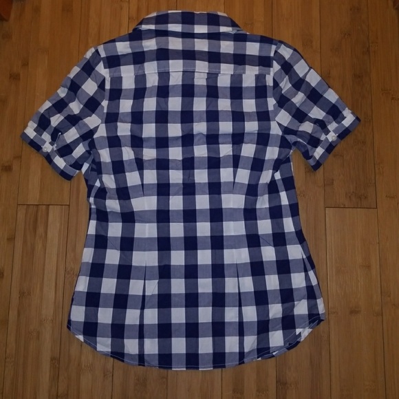 AE navy/white short sleeve button down w/scarf - Picture 2 of 2